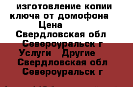 изготовление копии ключа от домофона  › Цена ­ 100 - Свердловская обл., Североуральск г. Услуги » Другие   . Свердловская обл.,Североуральск г.